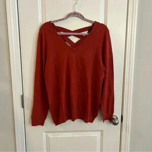 Love Ellie sweater S crisscross back burnt orange fall colorway STITCH FIX